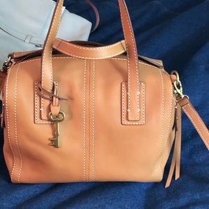 Fossil tan leather satchel- excellent condition